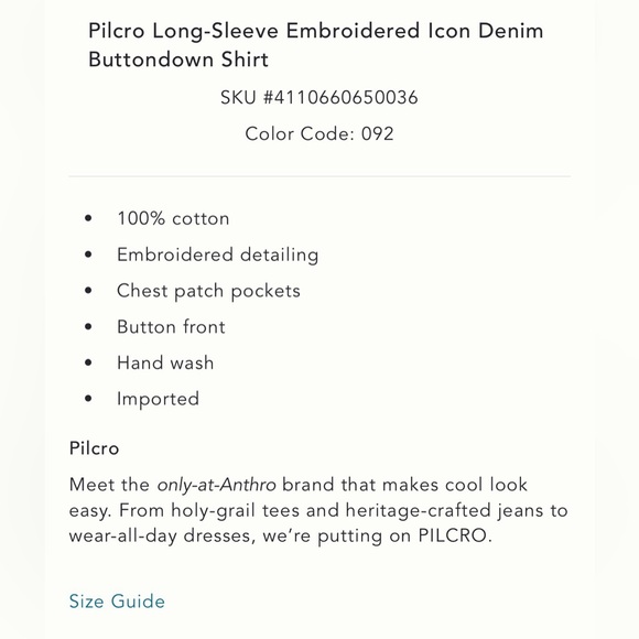 Pilcro Long-Sleeve Embroidered Icon Denim Buttondown Shirt from Anthropologie M - Picture 8 of 8